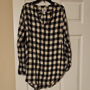 Woolrich Black and Cream Buffalo Check Button-Front Blouse